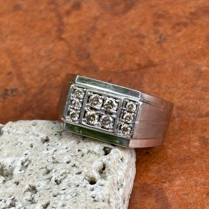 Estate 10KT White Gold Squared Diamond Cluster Ring