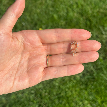 14KT Yellow Gold Diamond Elongated Heart Pendant