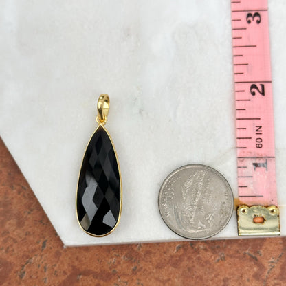 Gold-Plated Sterling Silver Teardrop Black Onyx Pendant