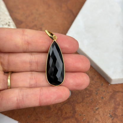 Gold-Plated Sterling Silver Teardrop Black Onyx Pendant