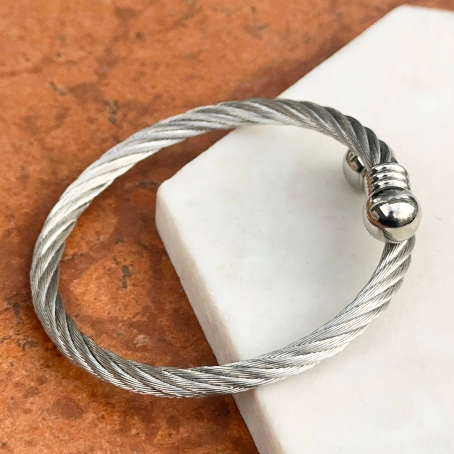 Stainless Steel Bypass Twisted Cable Bangle Bracelet