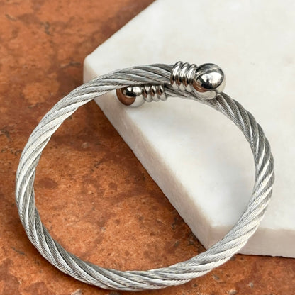 Stainless Steel Bypass Twisted Cable Bangle Bracelet