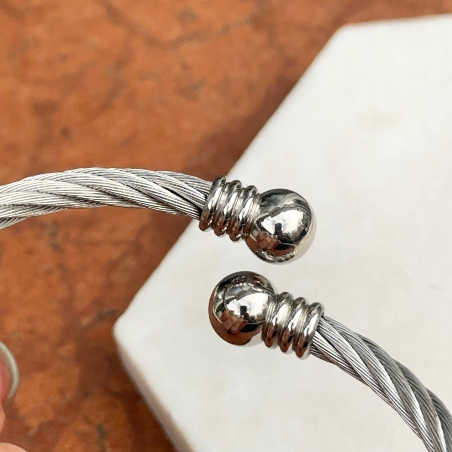 Stainless Steel Bypass Twisted Cable Bangle Bracelet