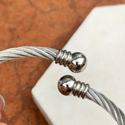 Stainless Steel Bypass Twisted Cable Bangle Bracelet