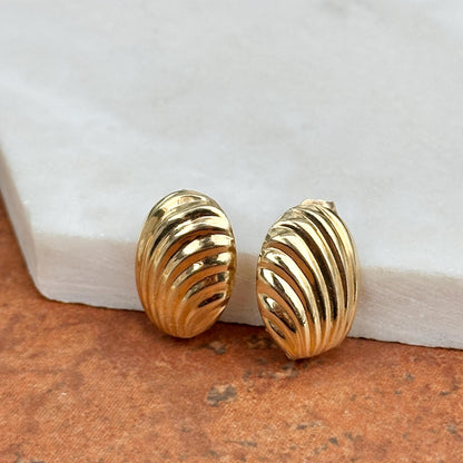 Estate 14KT Yellow Gold Ribbed Oval Earrings