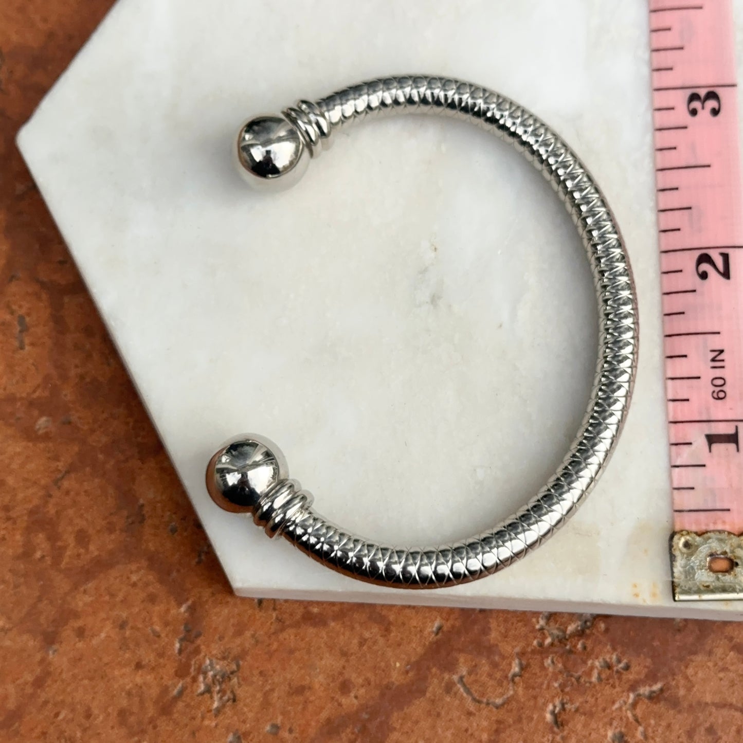 Estate Stainless Steel Open Ball End Cuff Bracelet