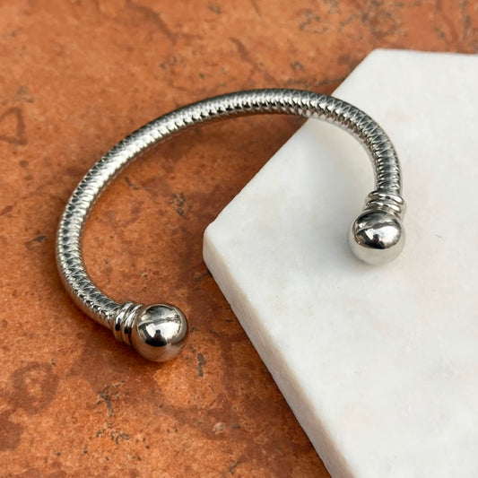 Estate Stainless Steel Open Ball End Cuff Bracelet