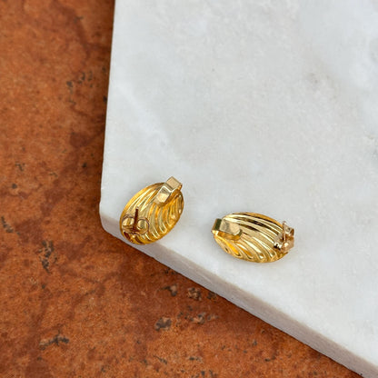 Estate 14KT Yellow Gold Ribbed Oval Earrings