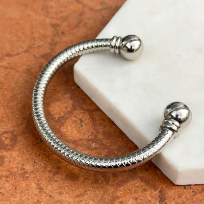 Estate Stainless Steel Open Ball End Cuff Bracelet