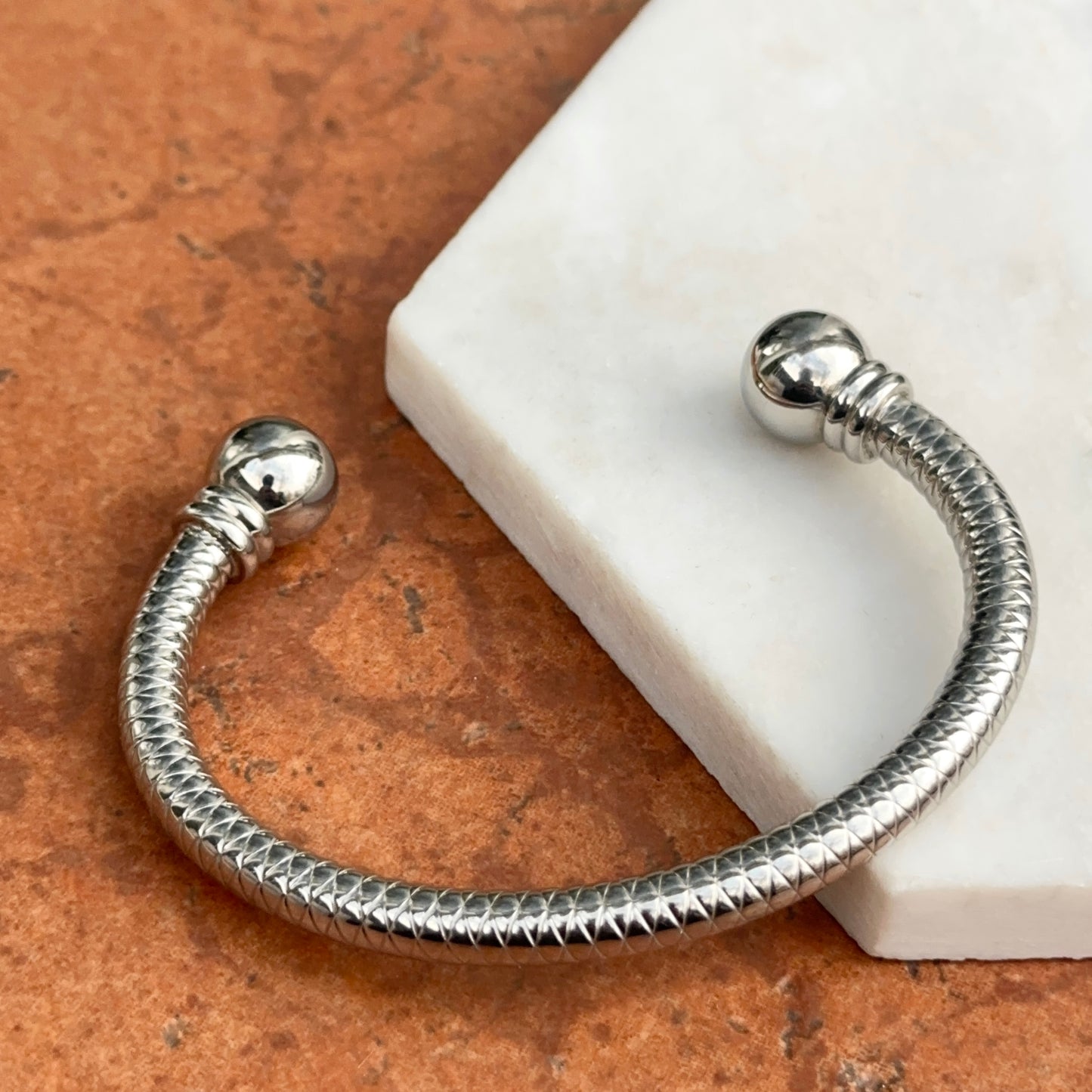 Estate Stainless Steel Open Ball End Cuff Bracelet