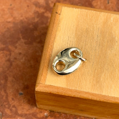 14KT Yellow Gold Red Enamel Puffed Mariner Link Pendant Charm