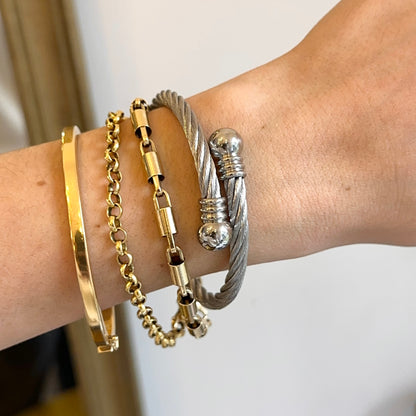 Stainless Steel Bypass Twisted Cable Bangle Bracelet