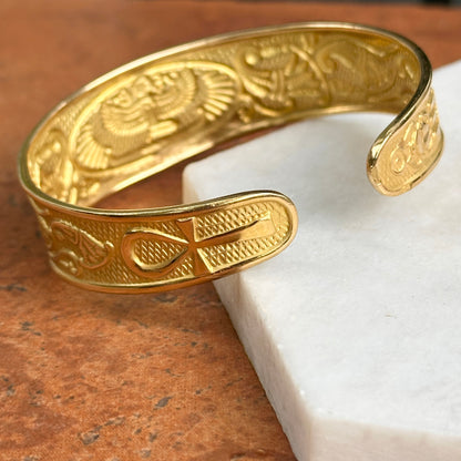 Estate 18KT Yellow Gold Egyptian Cuff Bangle Bracelet
