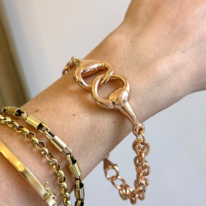 Estate Rose Gold-Plated Horse Bit Double Strand Bracelet