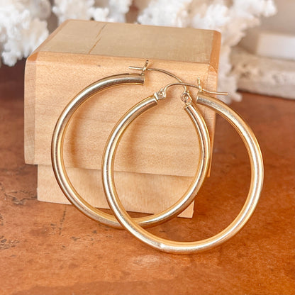 14KT Yellow Gold Tube Hoop Earrings