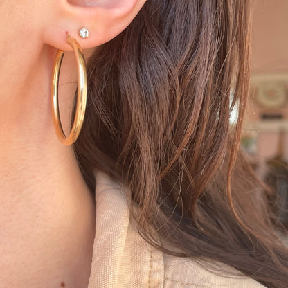 14KT Yellow Gold Tube Hoop Earrings