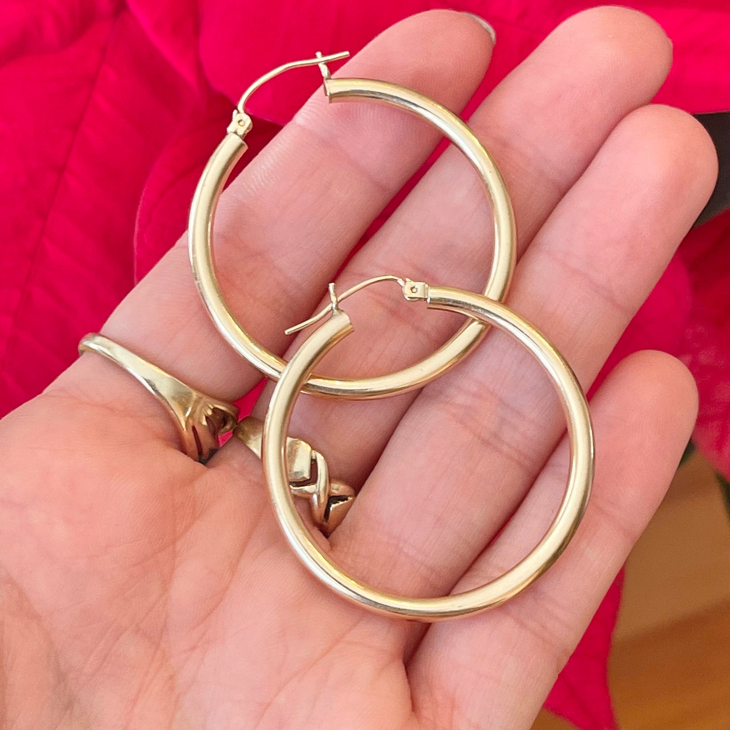 14KT Yellow Gold Tube Hoop Earrings