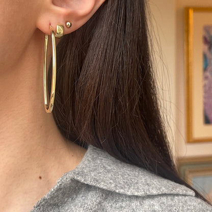 14KT Yellow Gold Oval Hoop Earrings