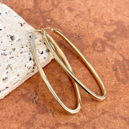 14KT Yellow Gold Oval Hoop Earrings