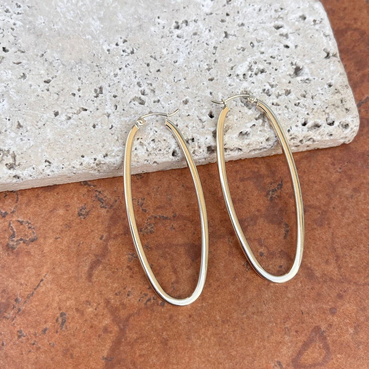 14KT Yellow Gold Oval Hoop Earrings