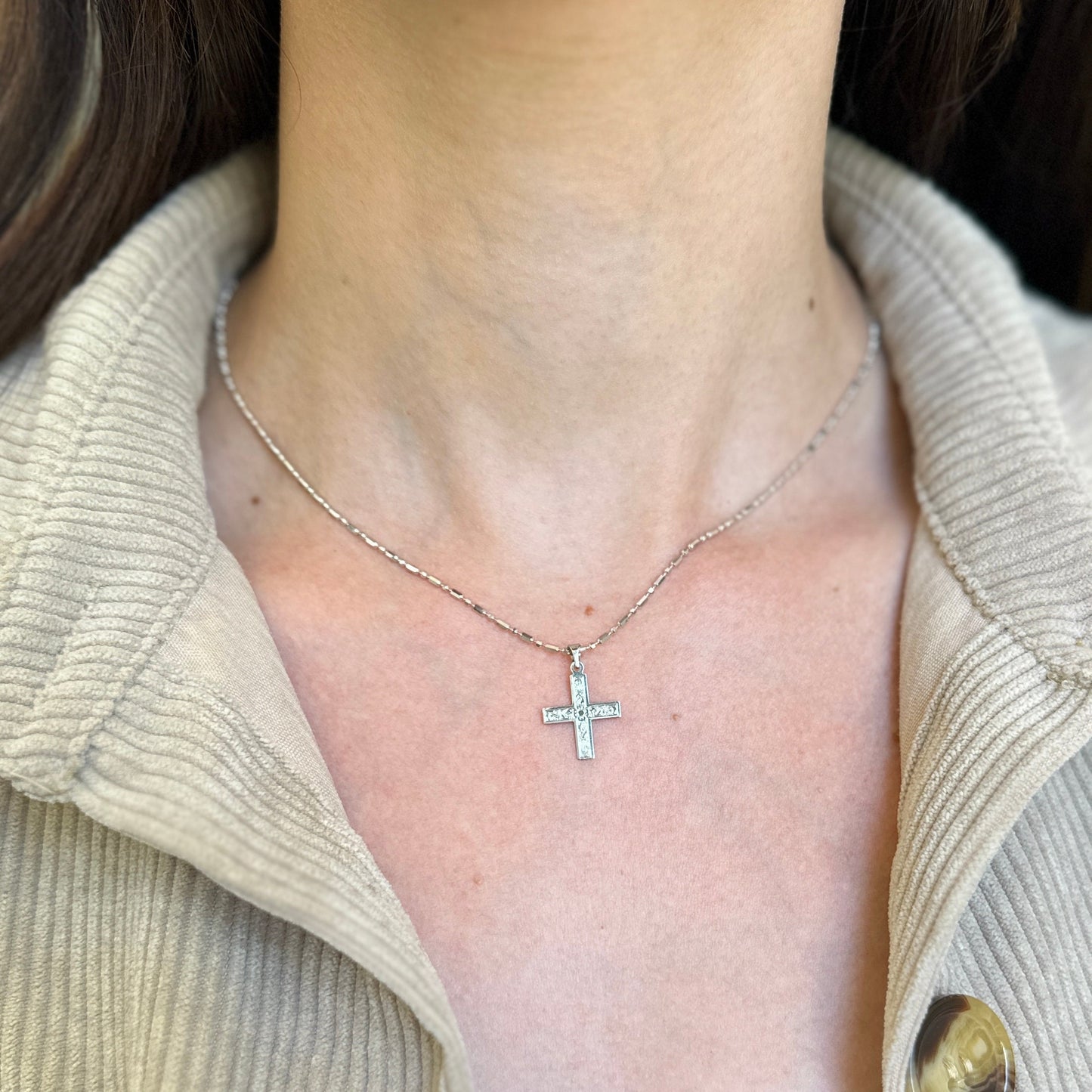 14KT White Gold Greek Cross Pendant