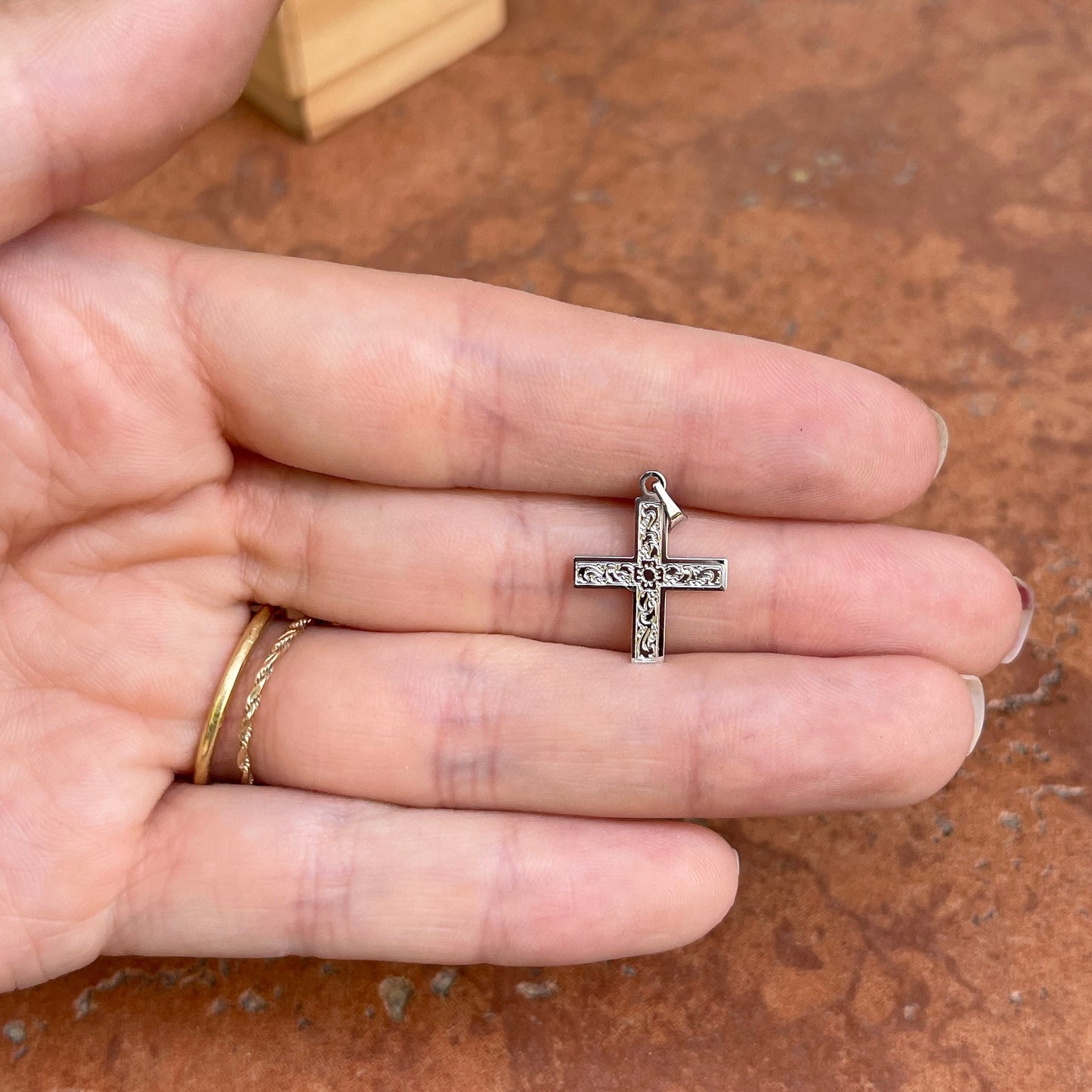 14KT White Gold Greek Cross Pendant