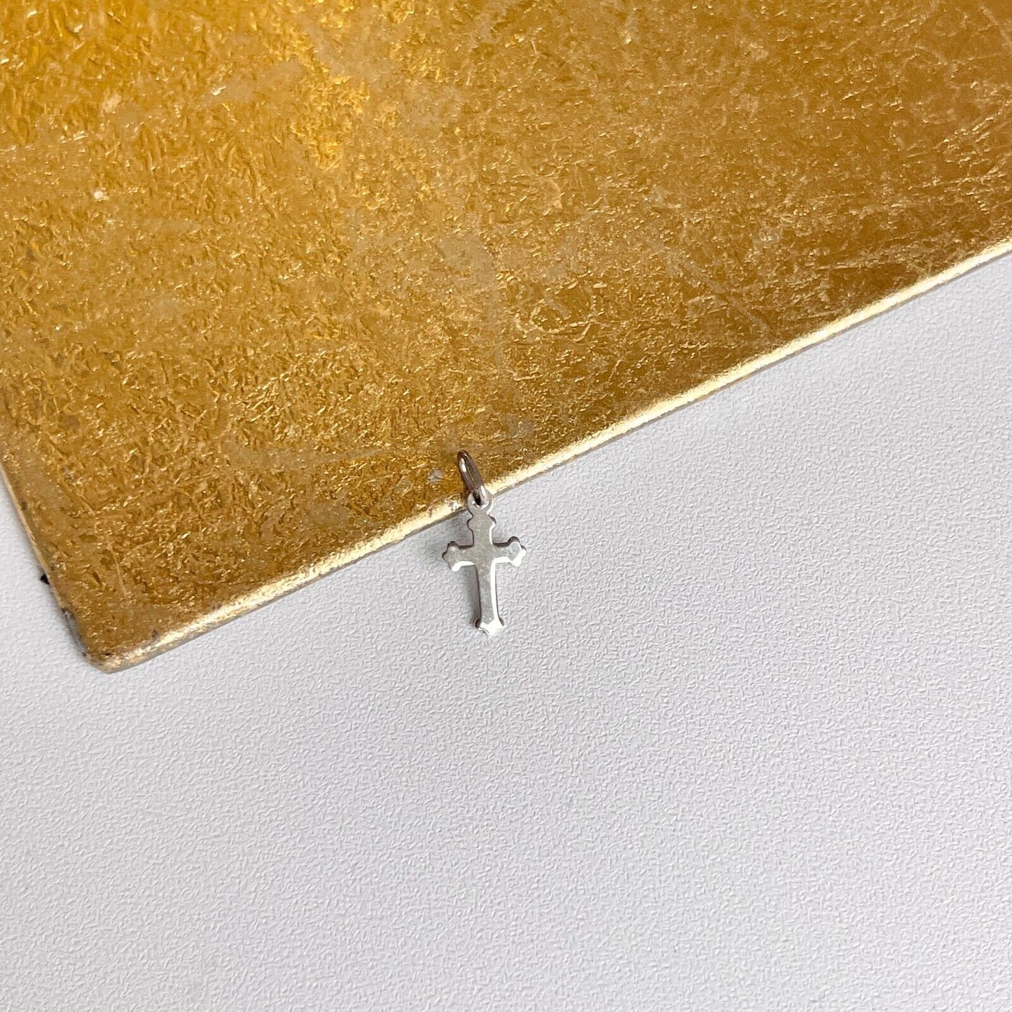 14KT White Gold Tiny Cross Pendant