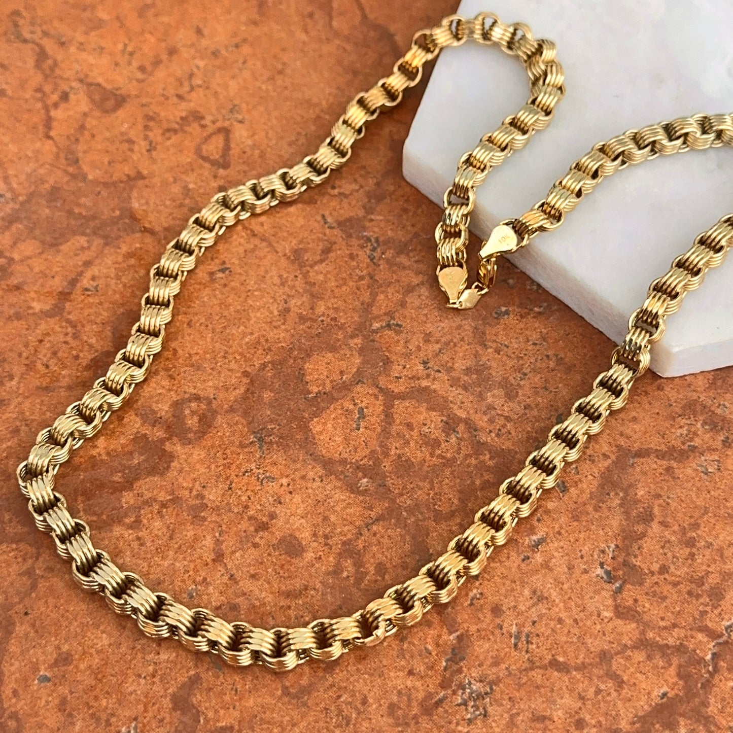 Estate 10KT Yellow Gold Multi-Links Rolo Chain Necklace