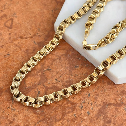 Estate 10KT Yellow Gold Multi-Links Rolo Chain Necklace