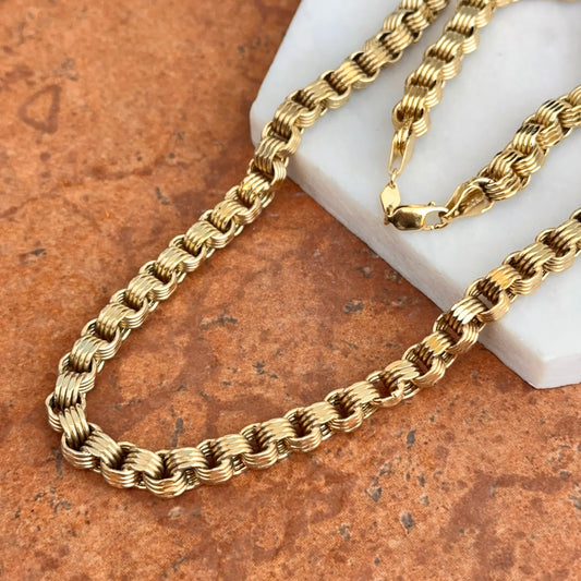 Estate 10KT Yellow Gold Multi-Links Rolo Chain Necklace
