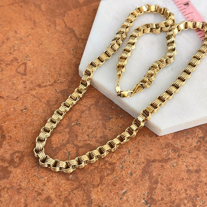 Estate 10KT Yellow Gold Multi-Links Rolo Chain Necklace