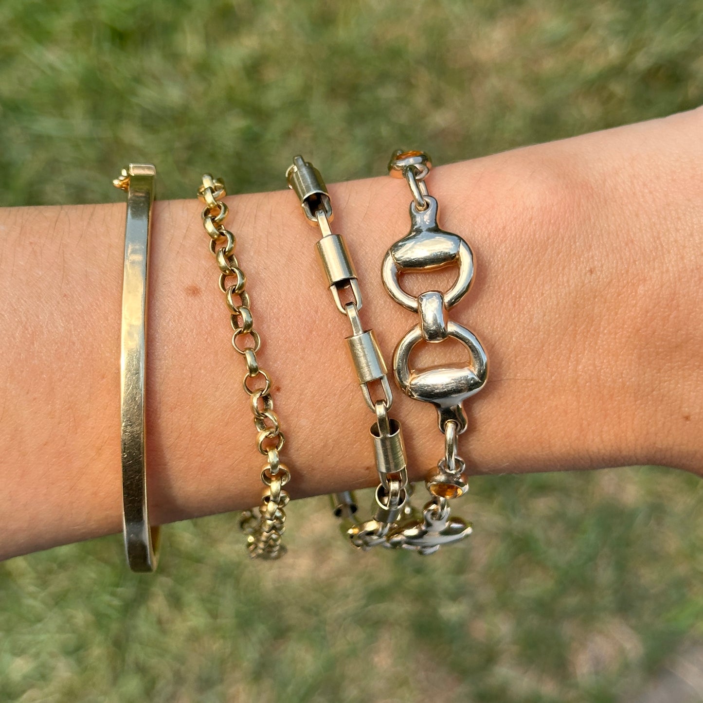 Estate Gold-Plated Silver Citrine Horse Bridle Link Bracelet