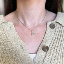 Load image into Gallery viewer, 14KT Yellow Gold Heart Blue Evil Eye Diamond-Cut Pendant Charm