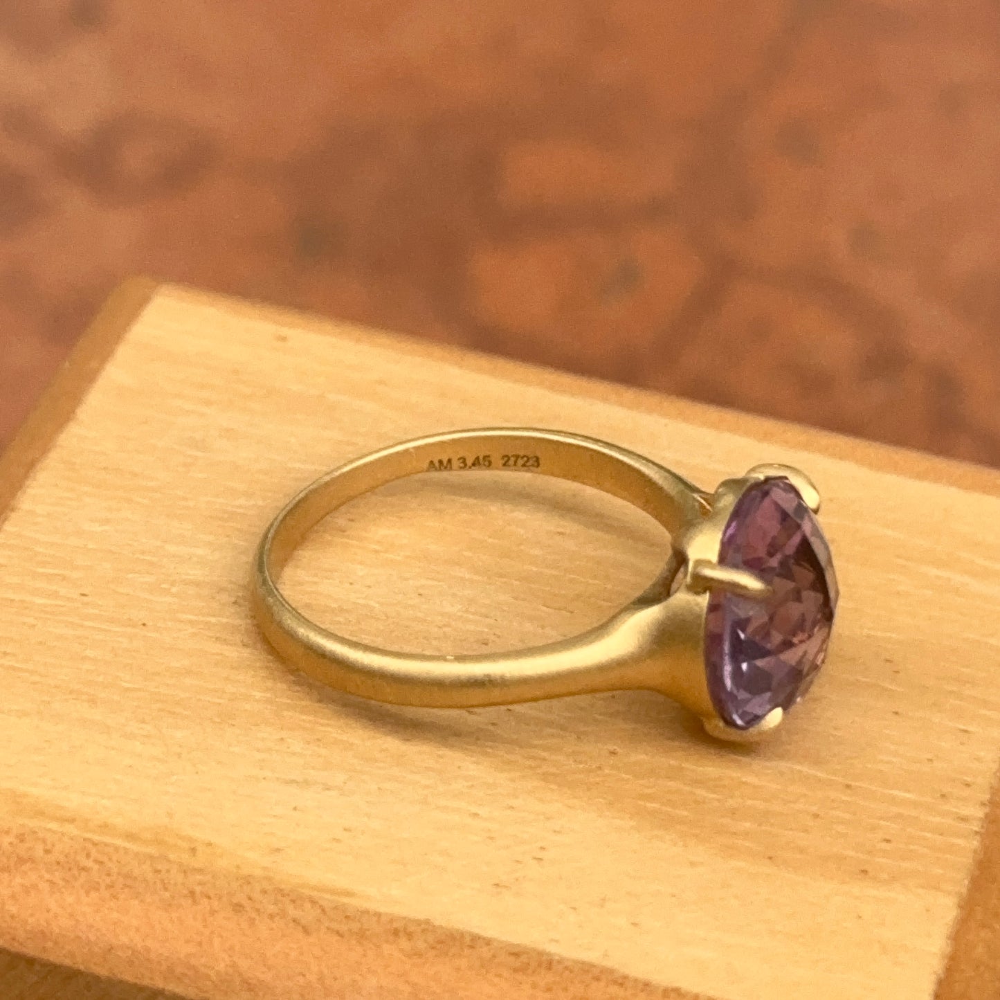 Estate Carelle 18KT Yellow Gold Round Amethyst Ring