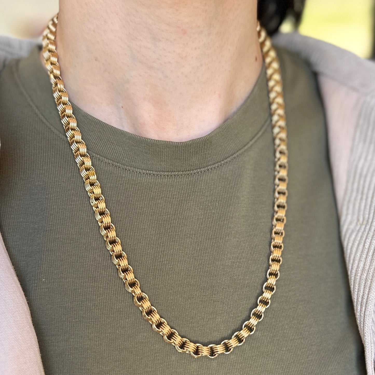 Estate 10KT Yellow Gold Multi-Links Rolo Chain Necklace