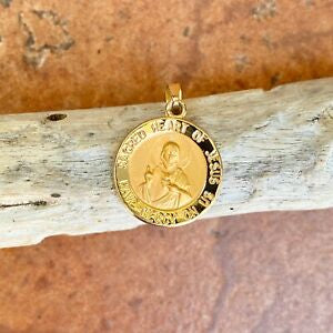 14KT Yellow Gold Sacred Heart of Jesus Pendant