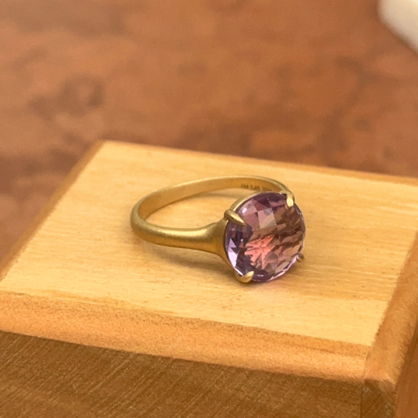 Estate Carelle 18KT Yellow Gold Round Amethyst Ring