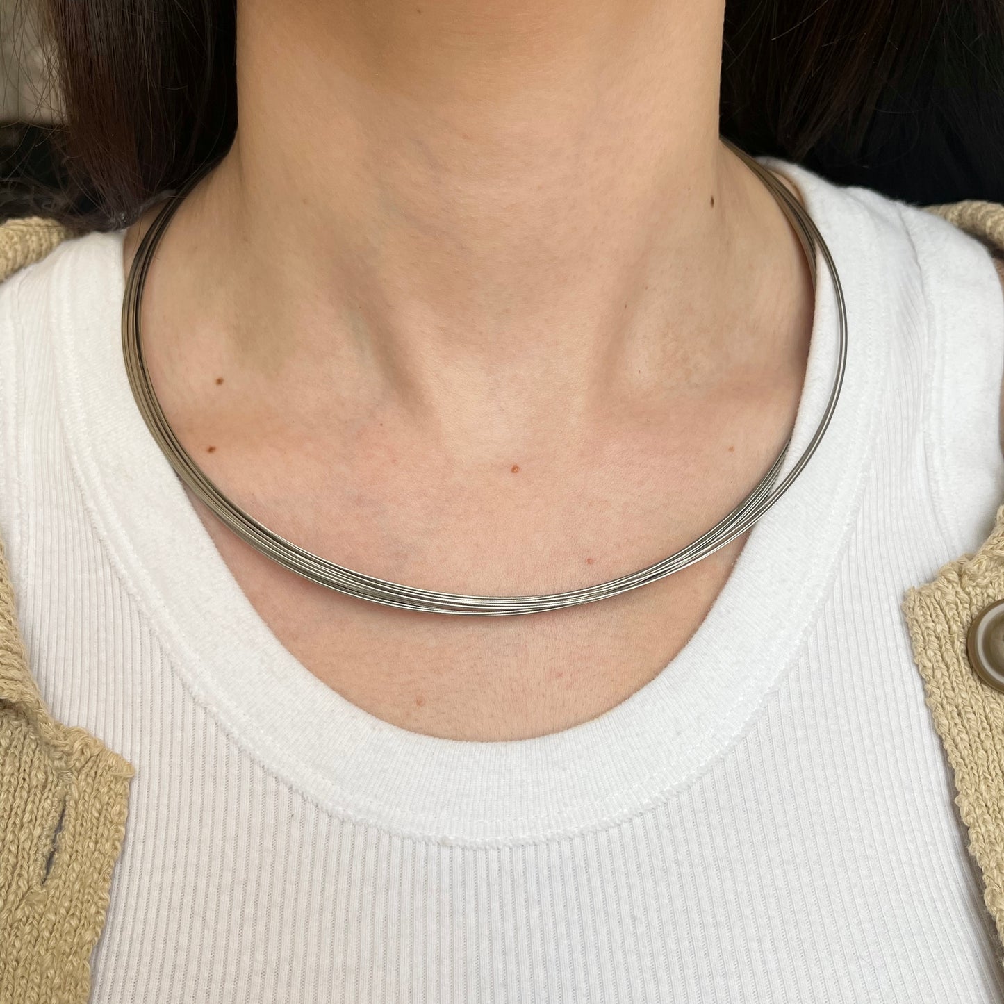 Stainless Steel 20-Strand Collar Necklace