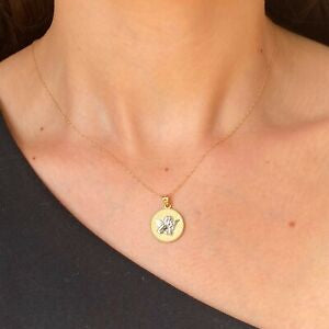 Two Tone 10KT Yellow Gold Baby Angel Circle Pendant