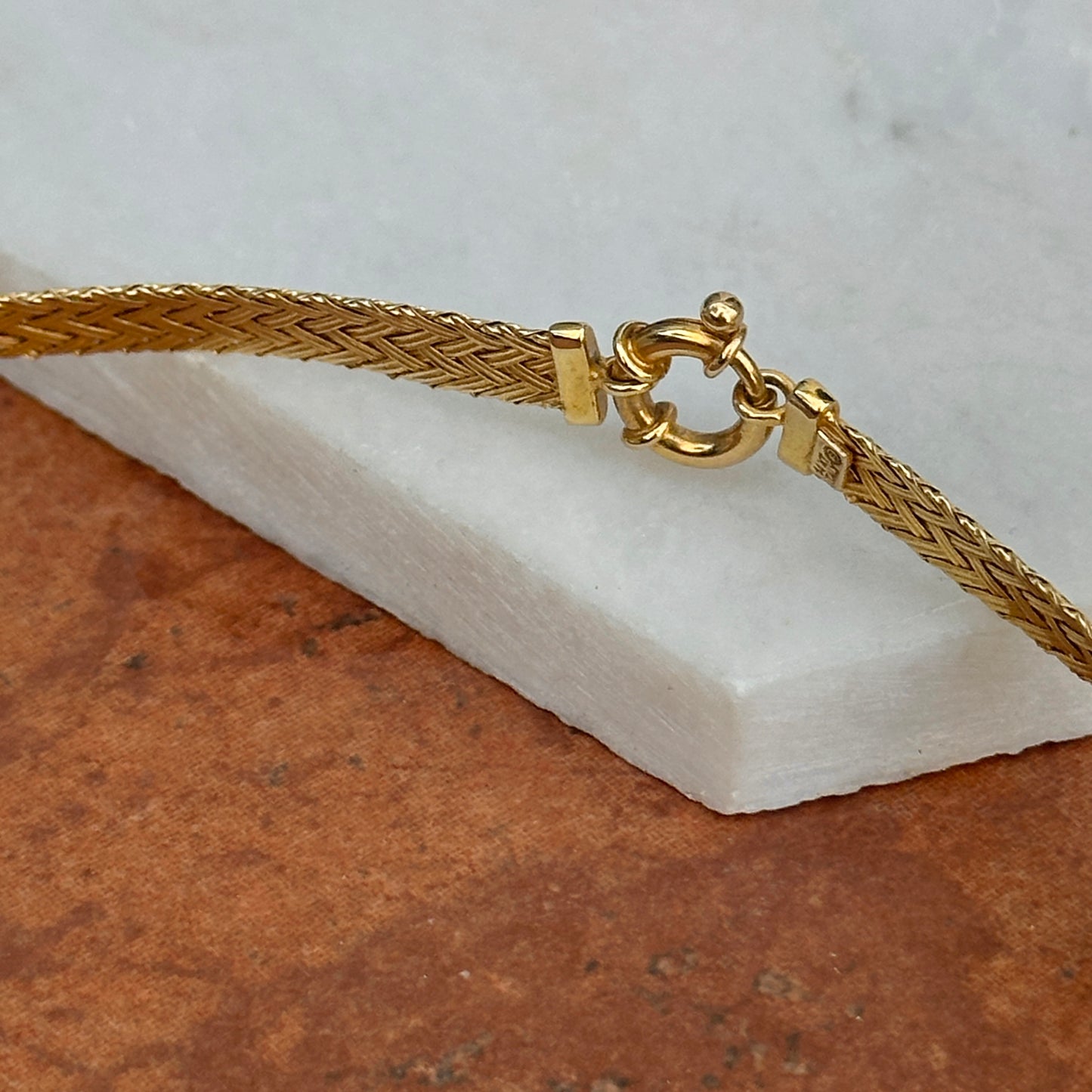 Estate 14KT Yellow Gold Weave Chain Collar Necklace