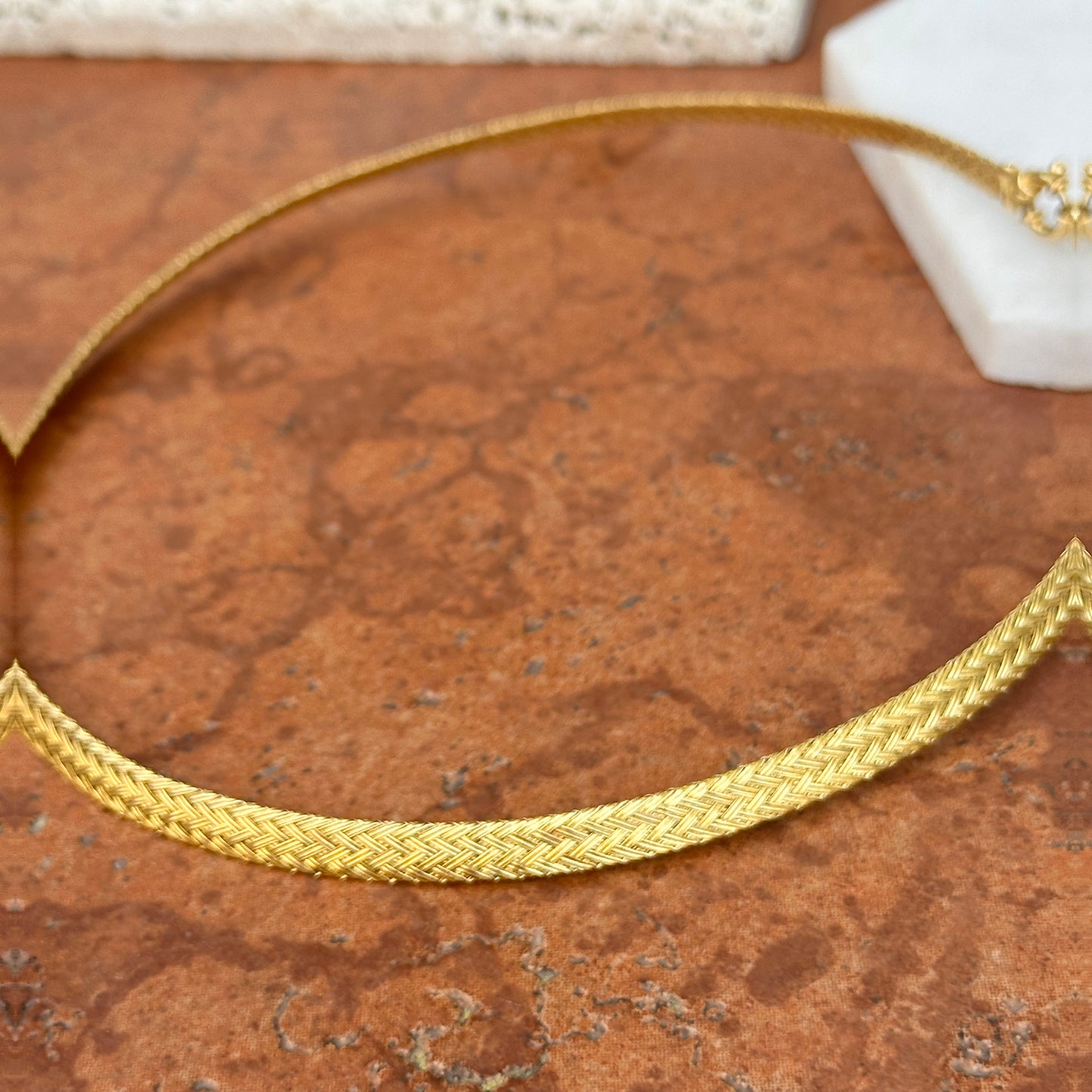 Estate 14KT Yellow Gold Weave Chain Collar Necklace