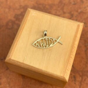 14KT Yellow Gold Fish Ichthus Pendant