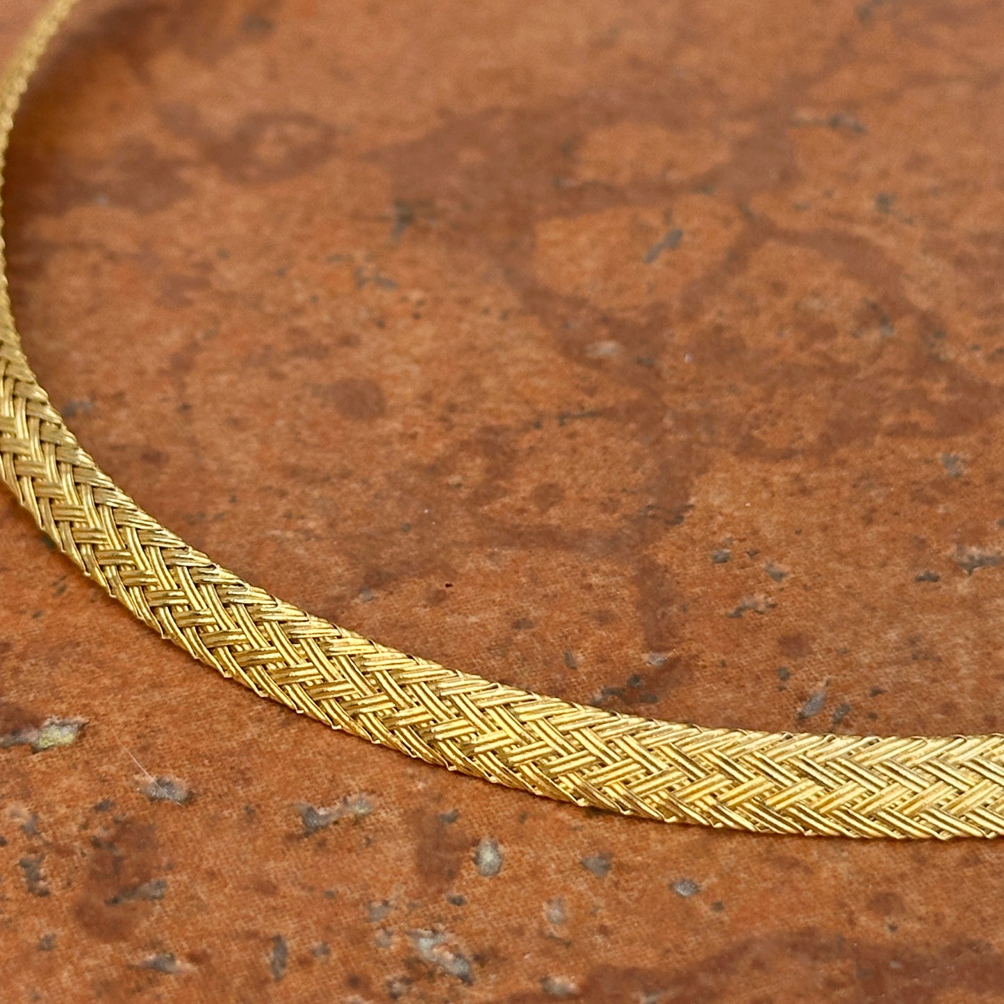 Estate 14KT Yellow Gold Weave Chain Collar Necklace