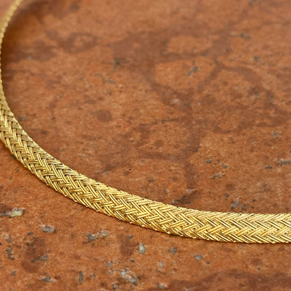 Estate 14KT Yellow Gold Weave Chain Collar Necklace