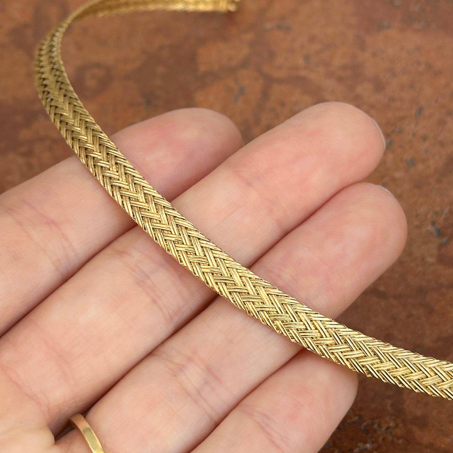 Estate 14KT Yellow Gold Weave Chain Collar Necklace