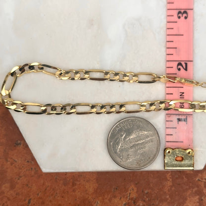 10KT Yellow Gold 5.5mm Concave Figaro Chain Bracelet