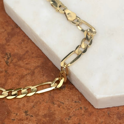 10KT Yellow Gold 5.5mm Concave Figaro Chain Bracelet