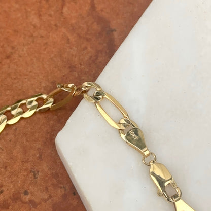 10KT Yellow Gold 5.5mm Concave Figaro Chain Bracelet