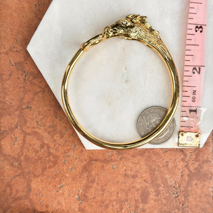 Estate Gold-Plated Horse Head + Bridle Slip-On Bangle Bracelet