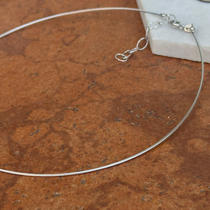 14KT White Gold Solid 1mm Cable Round Neck Wire Necklace